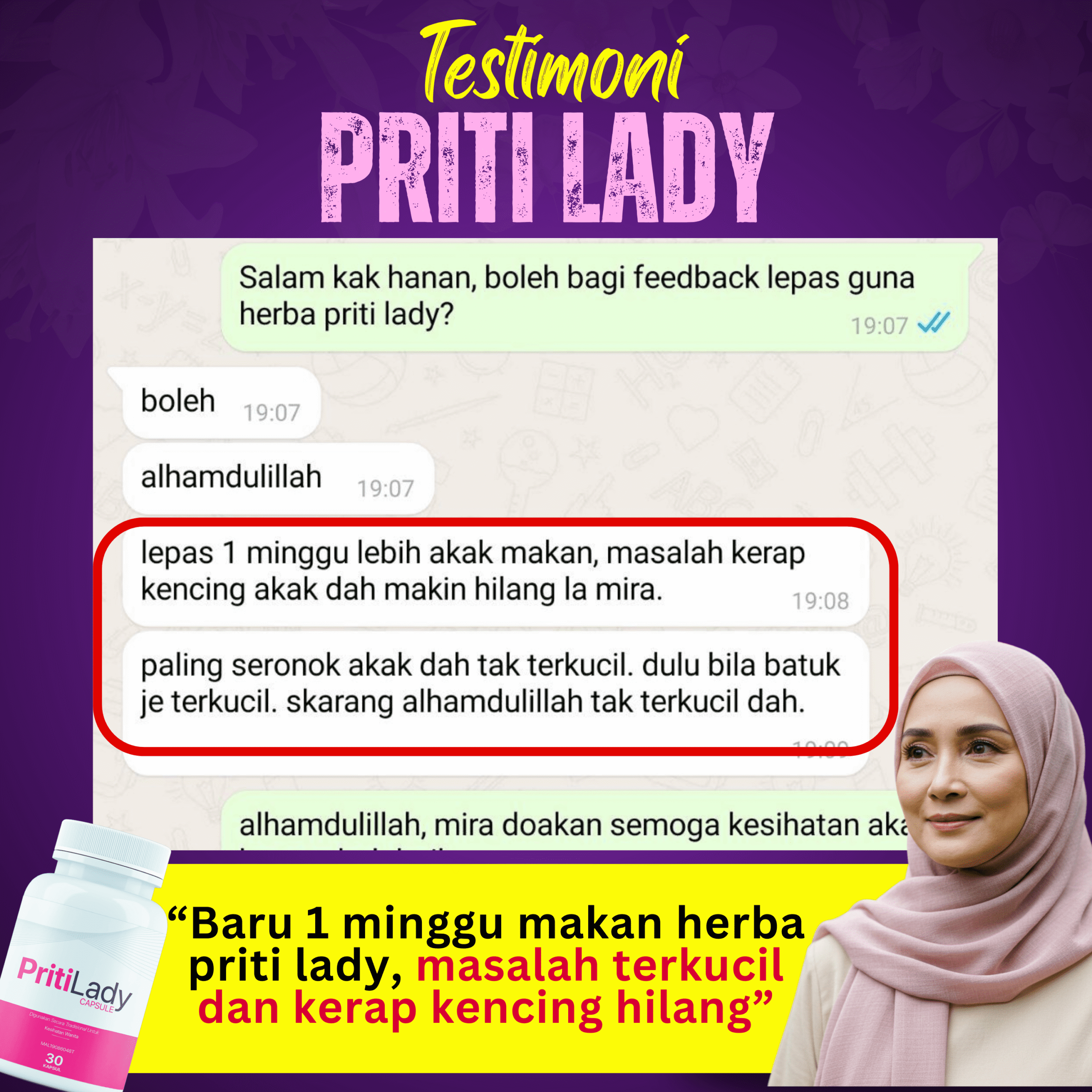 Testimoni pengguna Priti Lady
