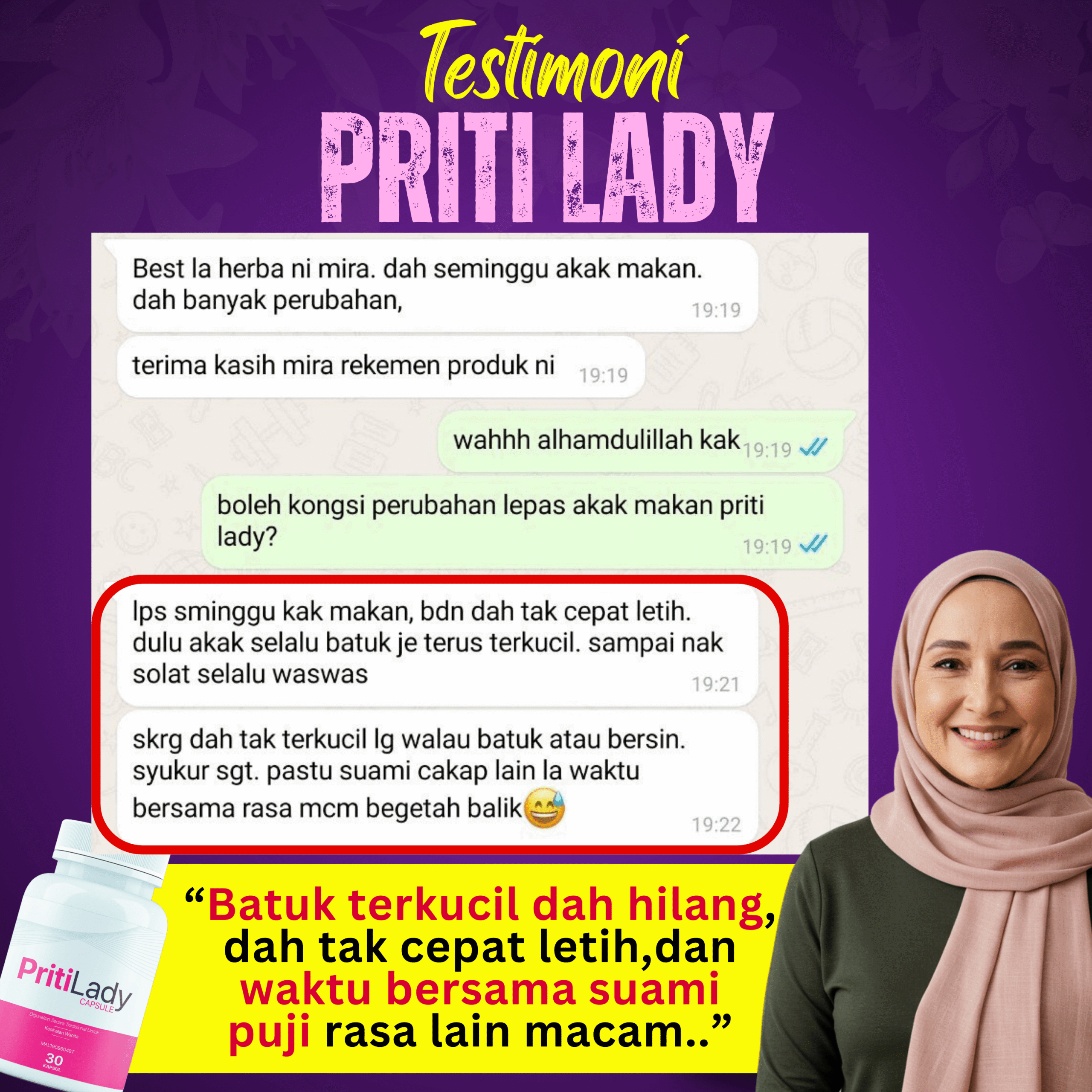 Testimoni pengguna Priti Lady